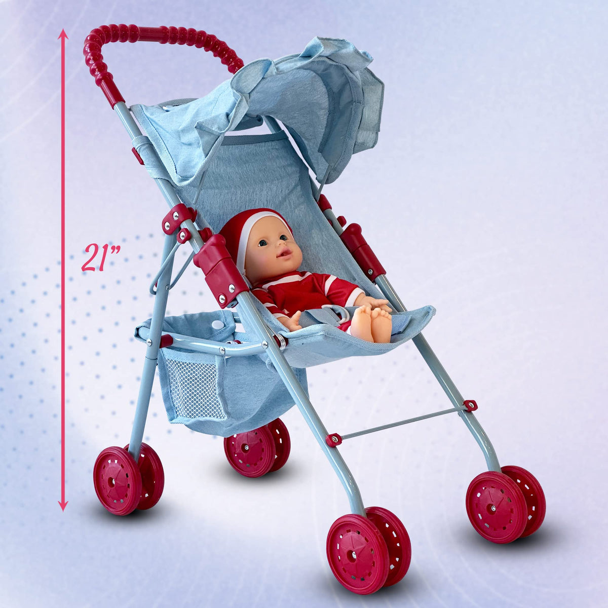 The New York Doll Collection lightweight stroller designed for indoors and outdoors.