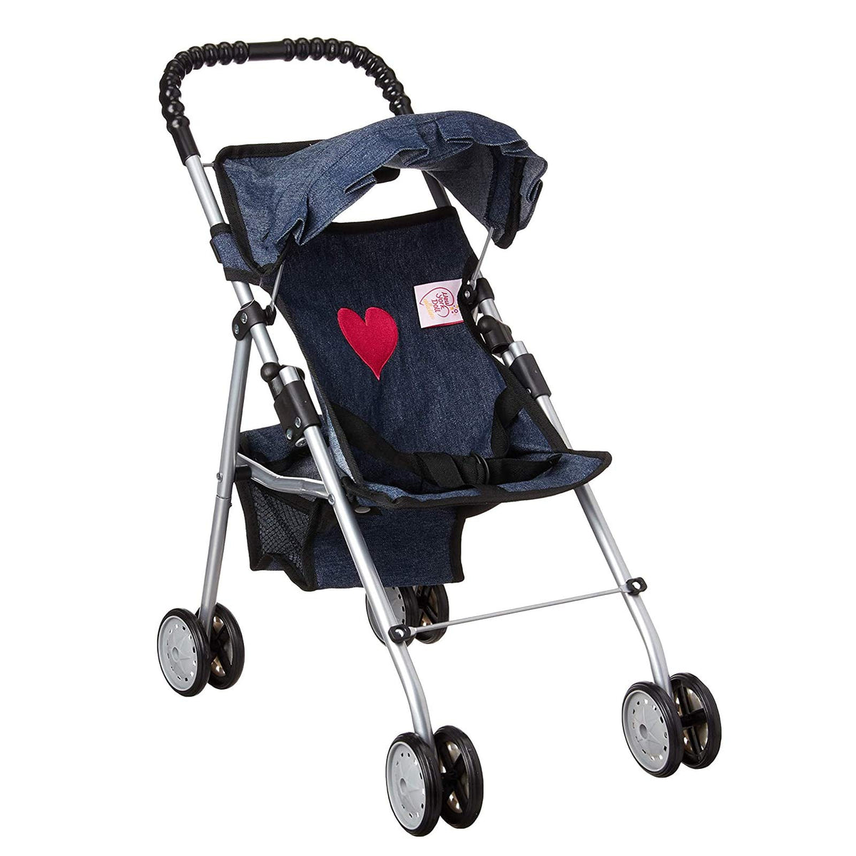 The New York Doll Collection my first doll stroller denim hood for stylish pretend play