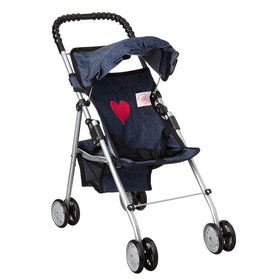 The New York Doll Collection my first doll stroller denim hood for stylish pretend play