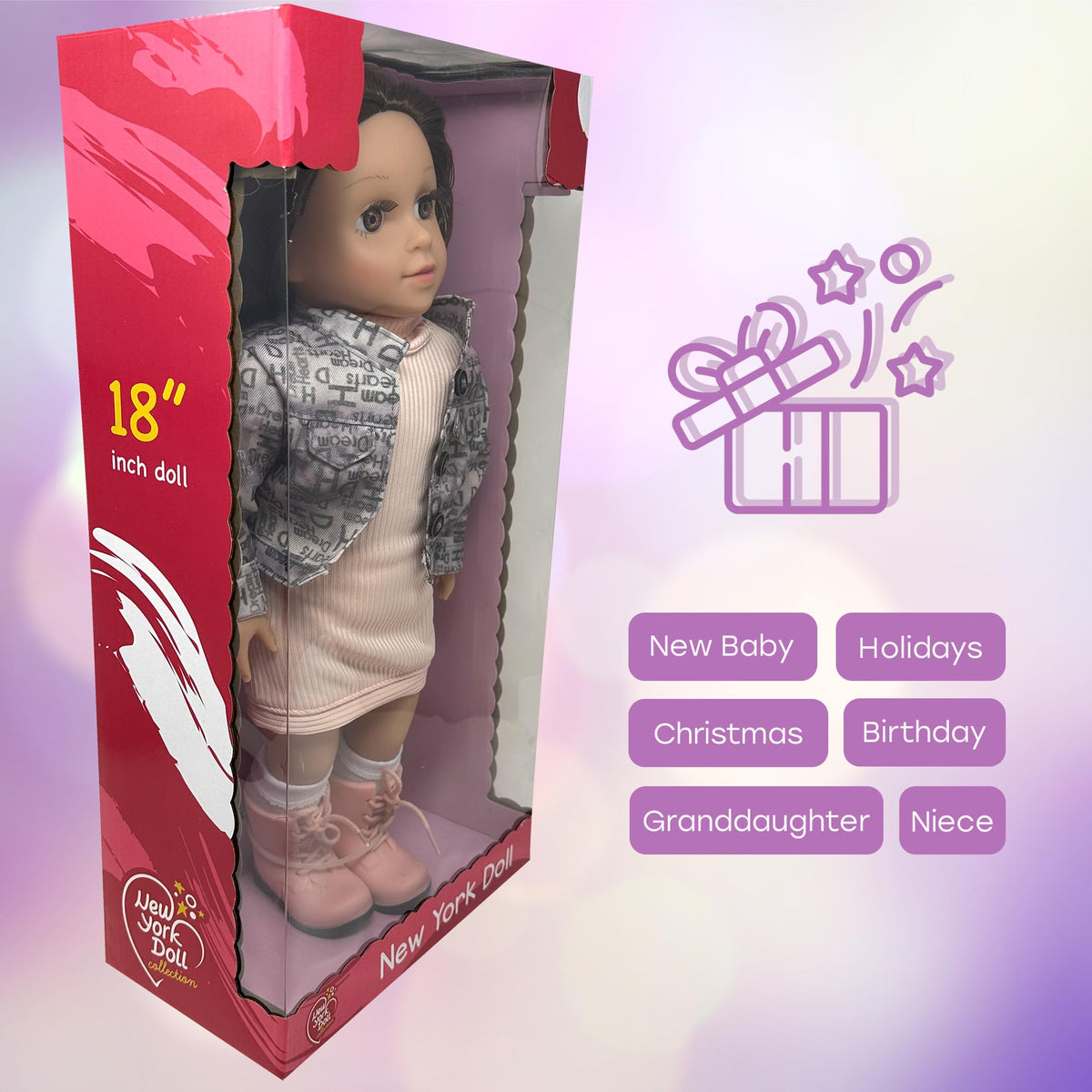The New York Doll Collection poseable arms and legs enable flexible pretend play