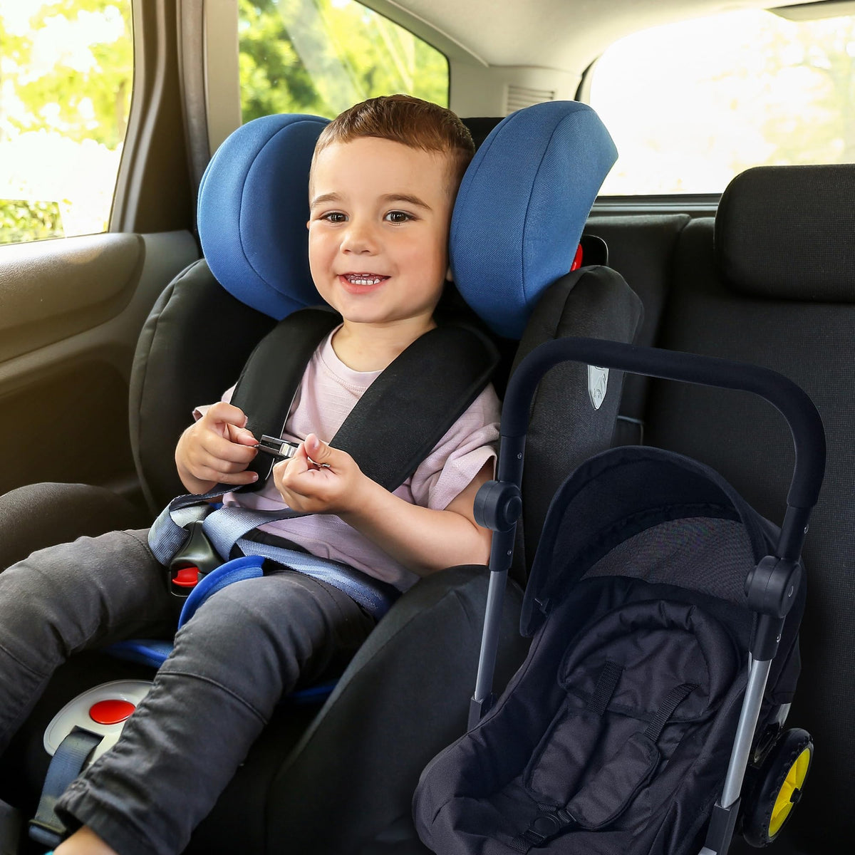 The New York Doll Collection soft fabric seat with secure harness for cozy doll seating.