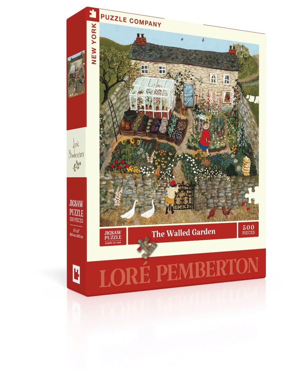 New York Puzzle Company Loré Pemberton Walled Garden box front, gift-ready packaging.
