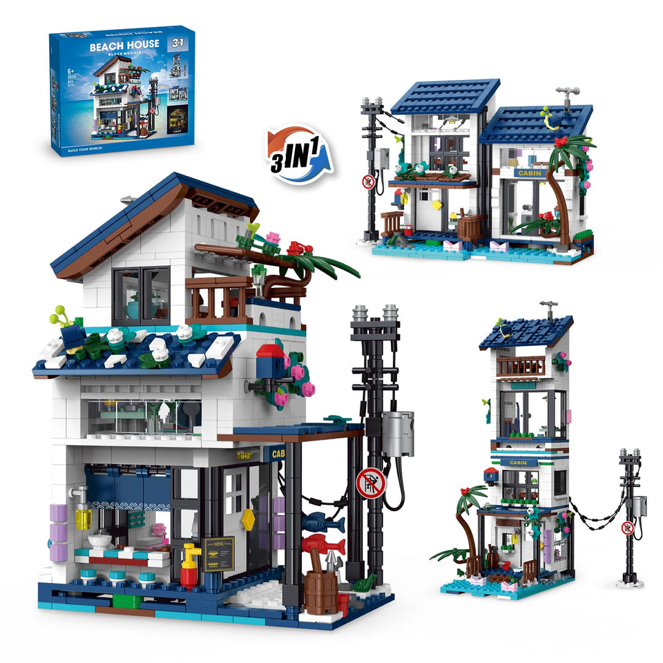 NEWABWN 3-in-1 Beach House forms for versatile, imaginative play experiences.