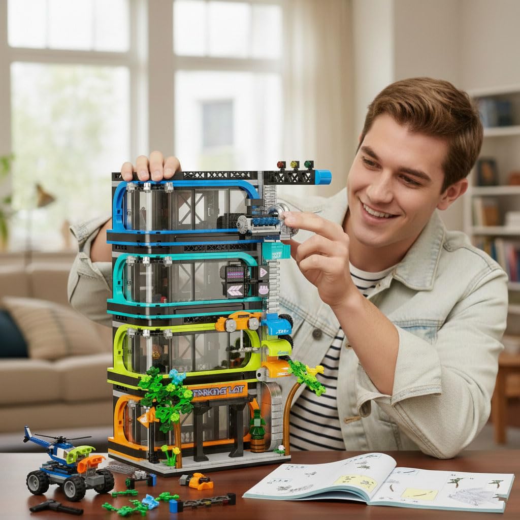 NEWABWN City Parking Tower fits 6-stud cars and 1:64 models