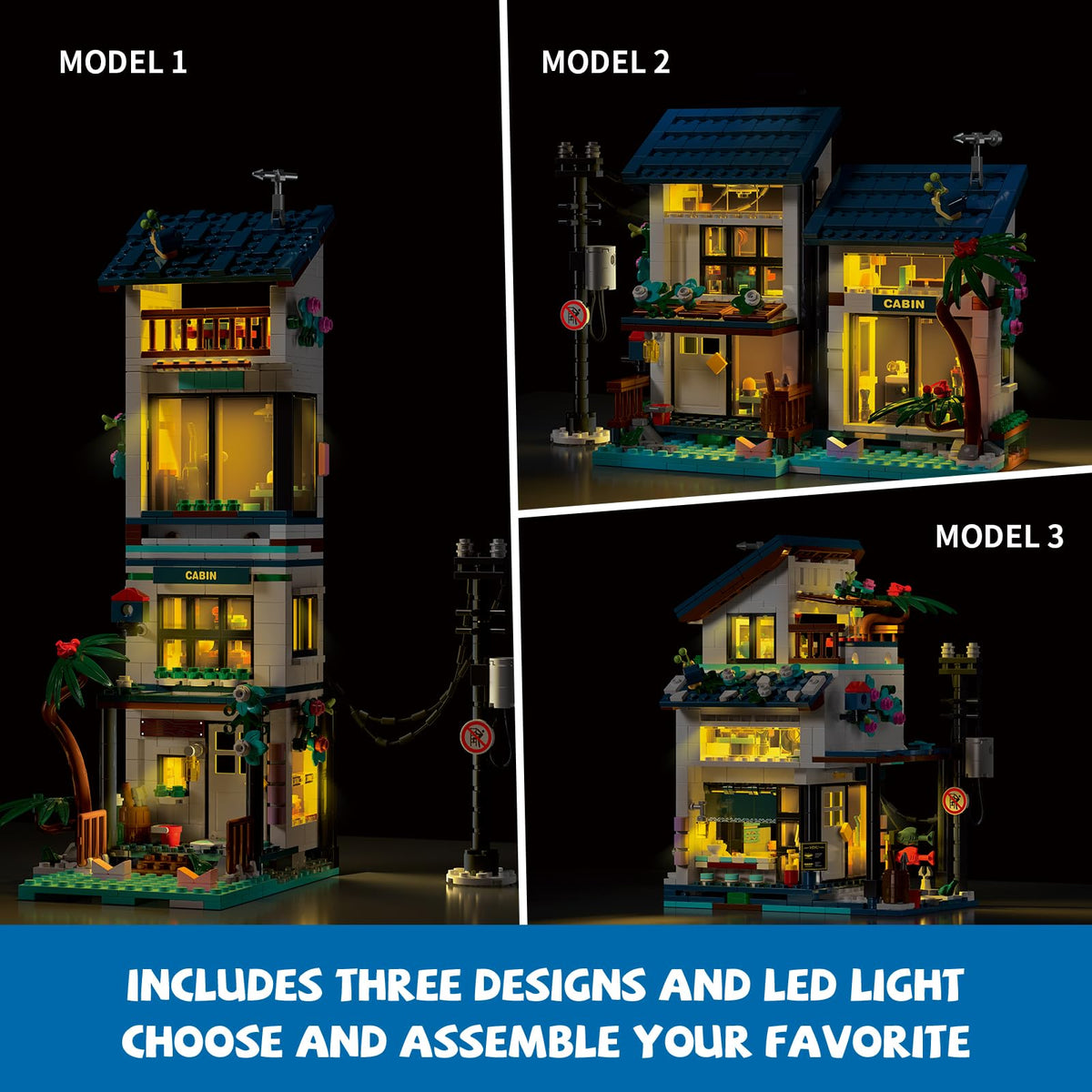 NEWABWN Beach House LED Light illuminates cozy storytelling scenes.