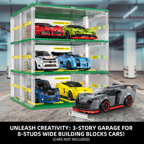 NEWABWN building block cars garage roof removable for quick reconfiguration