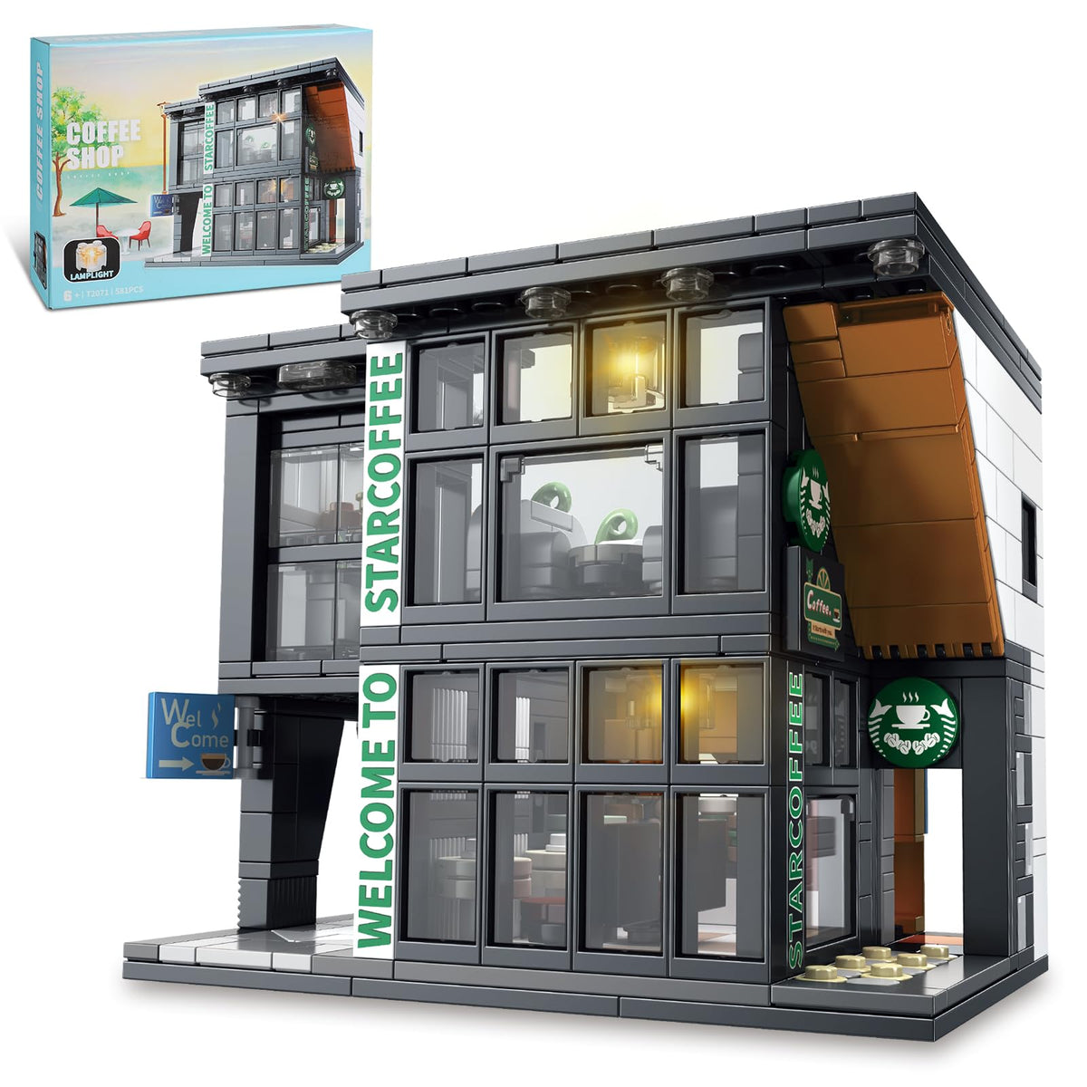 NEWABWN City Coffee House front view for a cozy, modern cafe display at home