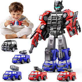 NewBandMo 5-in-1 transform robot with fire vehicles for imaginative play and learning.