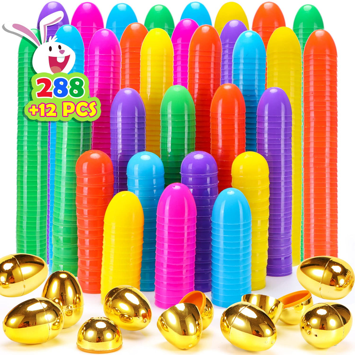 NEWBEA 288 Easter eggs in bright colors for easy egg hunt visibility