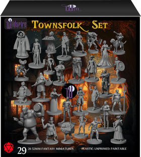 Newcombie Wildspire29 townfolk figures ready for painting and tabletop adventures