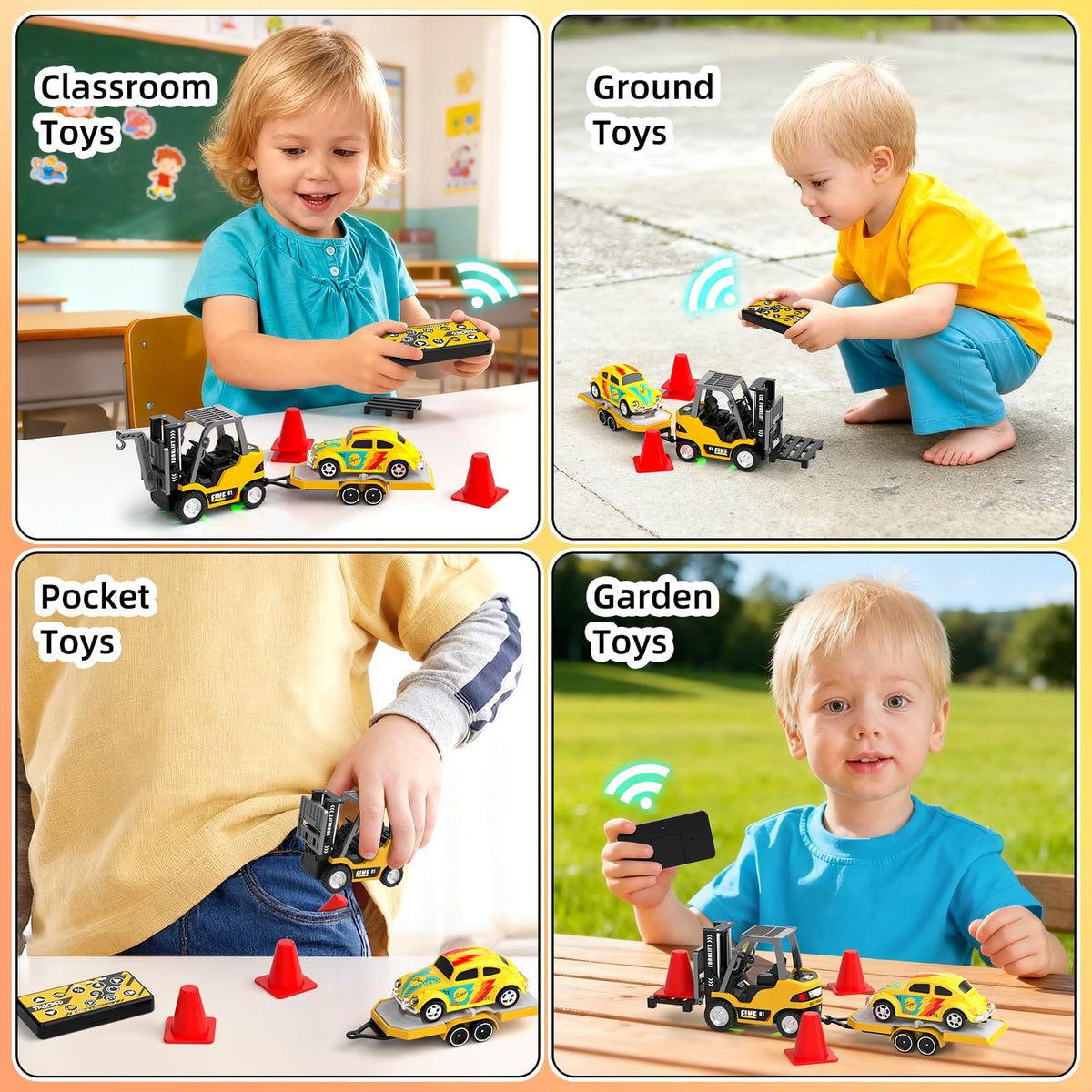 Newcrave mini RC truck lights and sounds enhance immersive playtime.