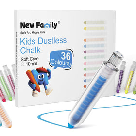 NewFamily 36-color dustless chalk with holders for clean classroom art