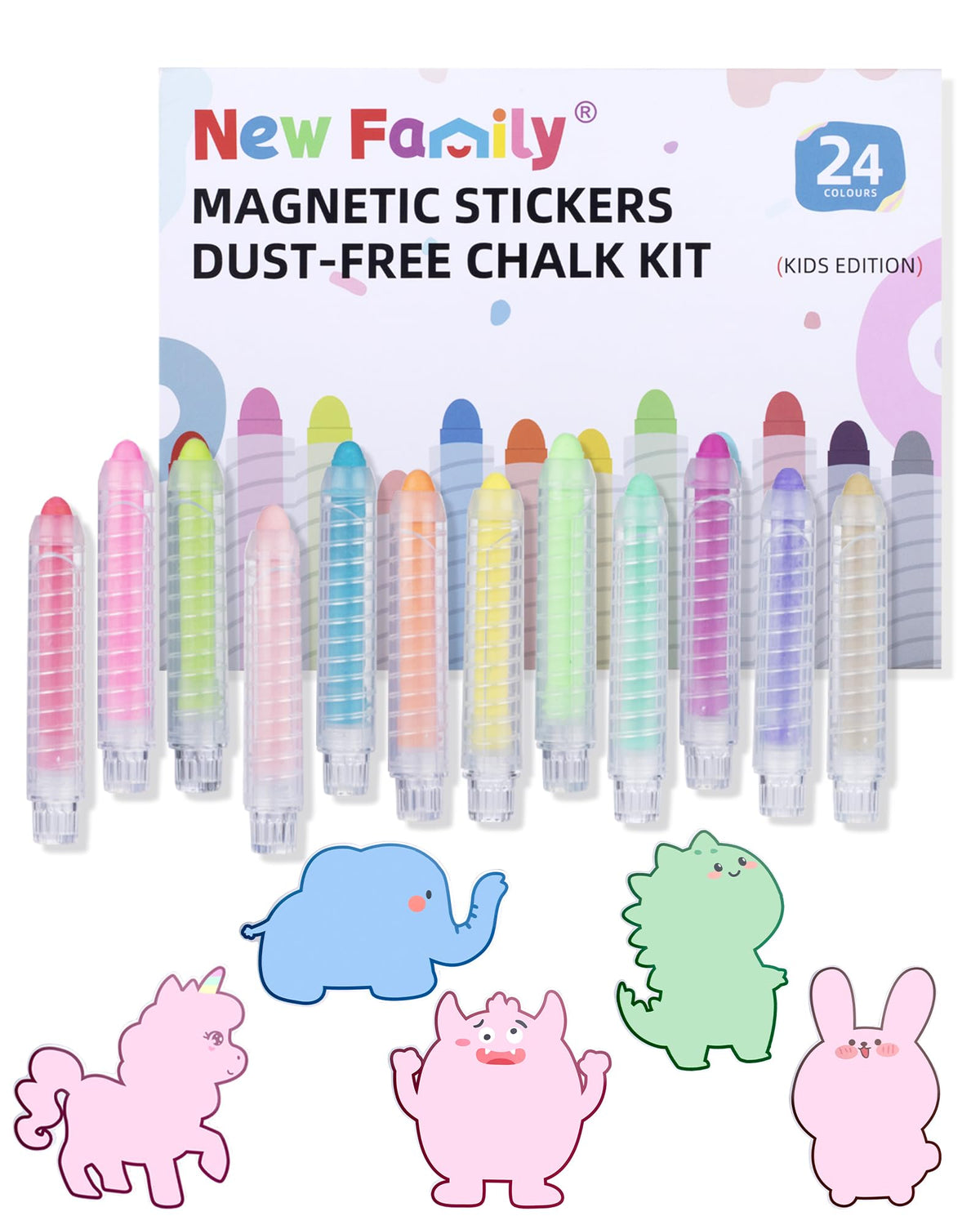 NewFamily Kids Art Chalk Set with animal magnets sparks imaginative play and doodling