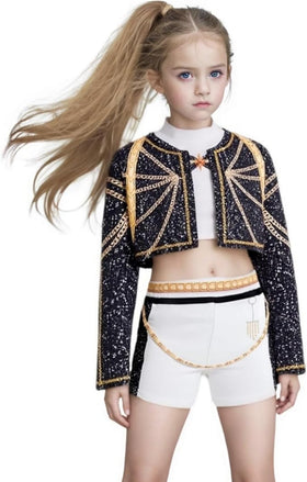 NewFuzzy girls cosplay costume front view with bold black print for standout stage presence