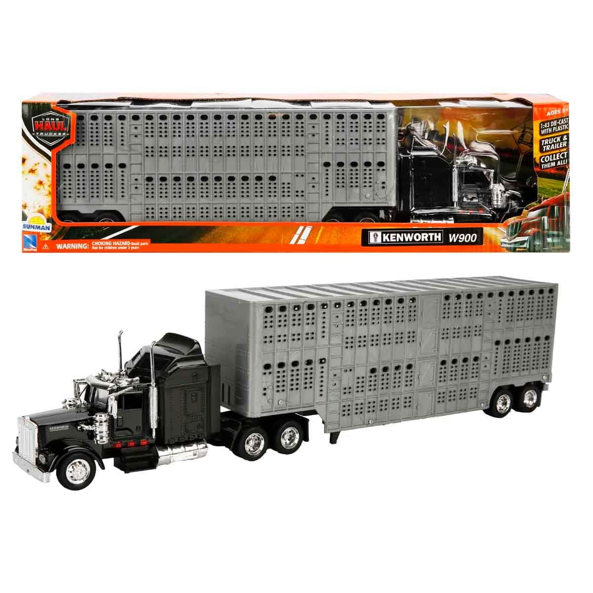 NewRay Kenworth W900 pot belly diecast trailer in chrome finish for display