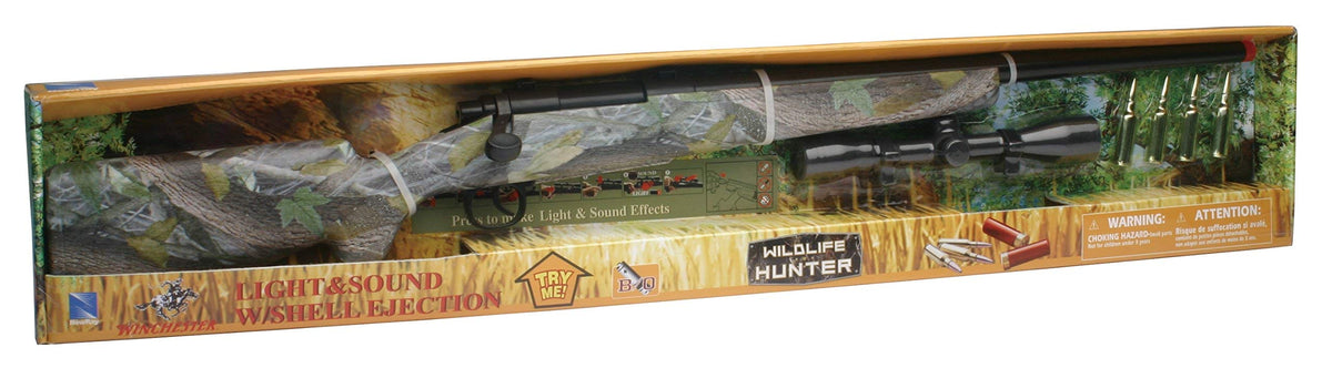 NewRay Real Camo Single Barrel with Scope Green side view highlighting durable construction for extended pretend hunts.