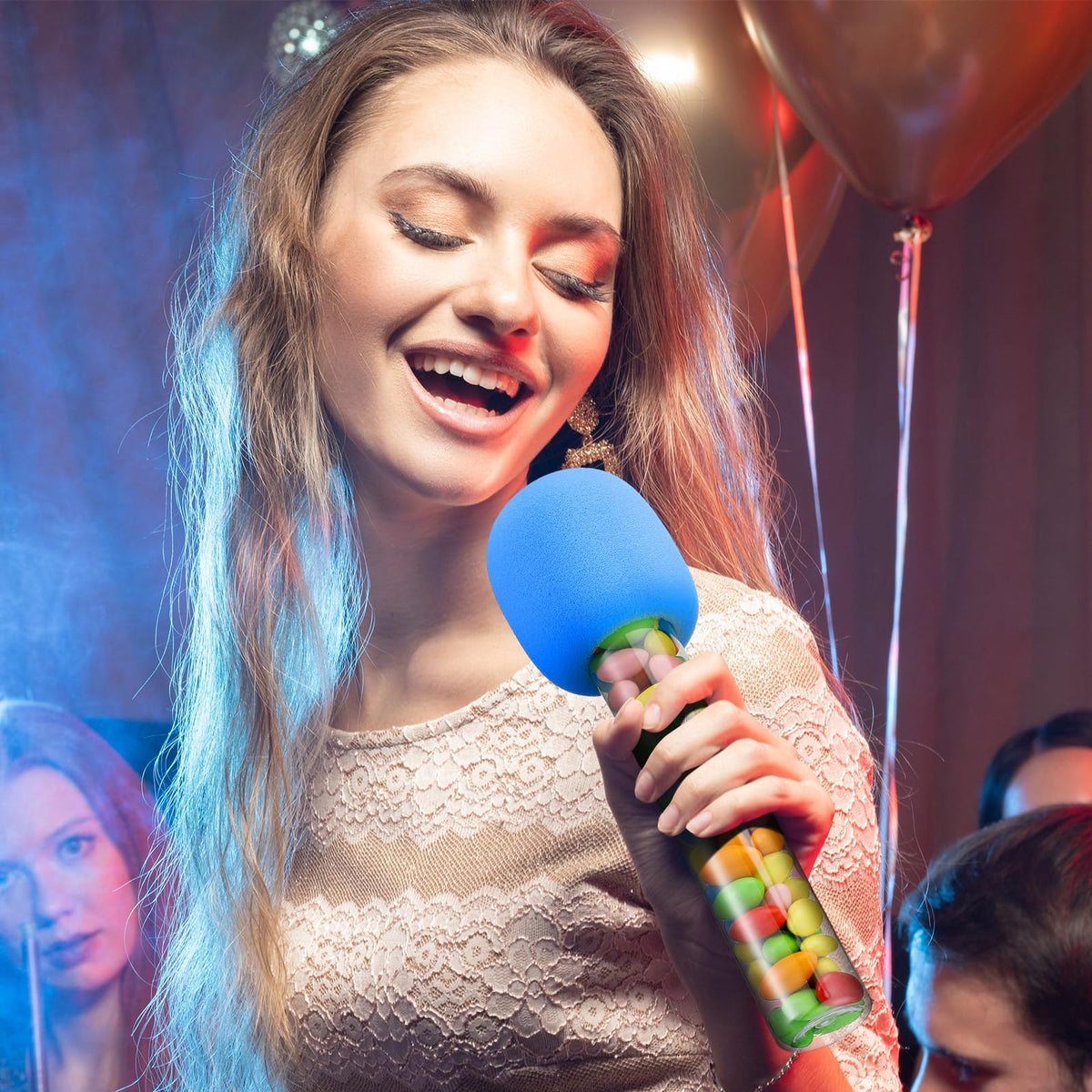 Newtay karaoke party setup with candy tubes and covers elevates themed celebrations.