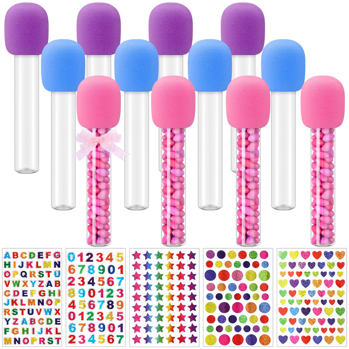 Newtay test tubes with caps provide science-themed party decor and hands-on activities.