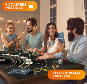 Newverest blackjack mat with coasters and reference cards for quick play