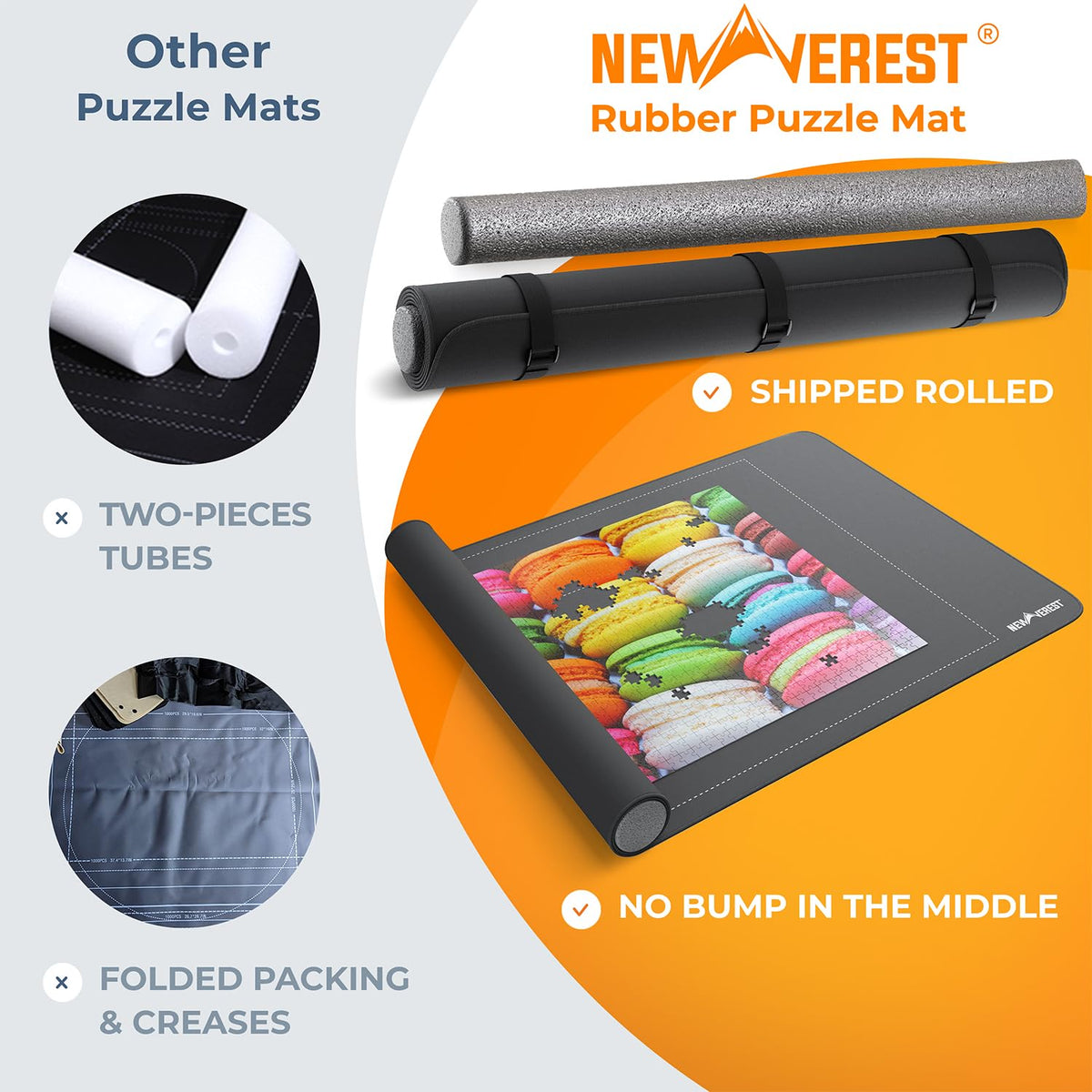 Newverest jigsaw mat smooth polyester top helps pieces glide smoothly.