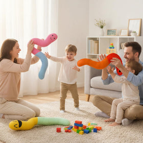 Three worm plushies shown as a versatile 3-set display for flexible decor options