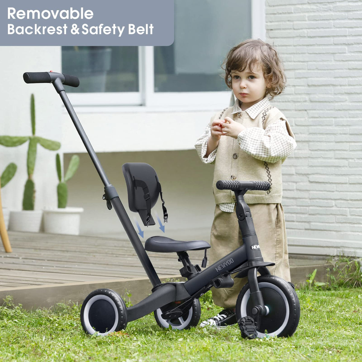 newyoo Toddler Bike outdoor ride captured with sturdy frame.