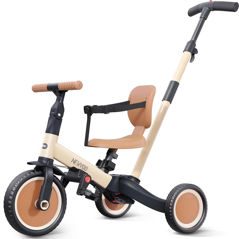 Newyoo toddler tricycle push handle guiding rides safely