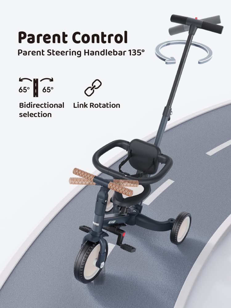 Adjustable handlebar and seat with pedals suitable for growing toddlers.