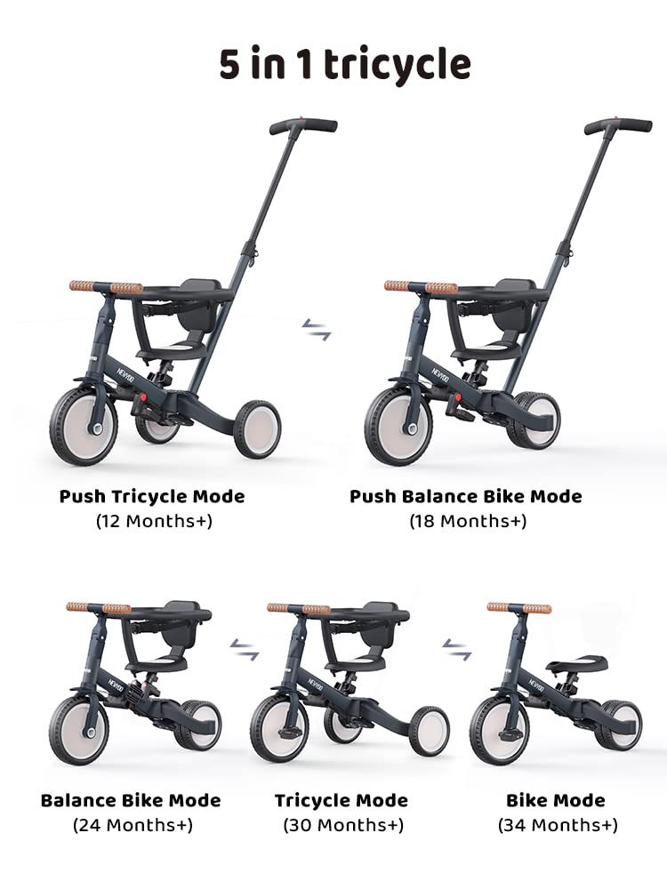 Rotating push handlebar at 135 degrees for safe steering.
