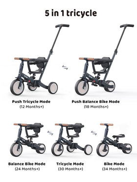 Rotating push handlebar at 135 degrees for safe steering.