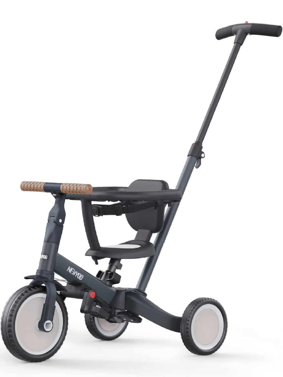 Newyoo TR008 tricycle with push handle for easy parent-guided setup.