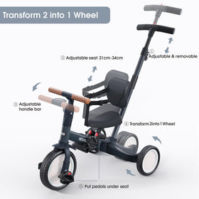 newyoo tricycle push-handle in use for parent-guided rides