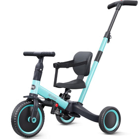 Newyoo tricycle with parent push handle for guided riding.