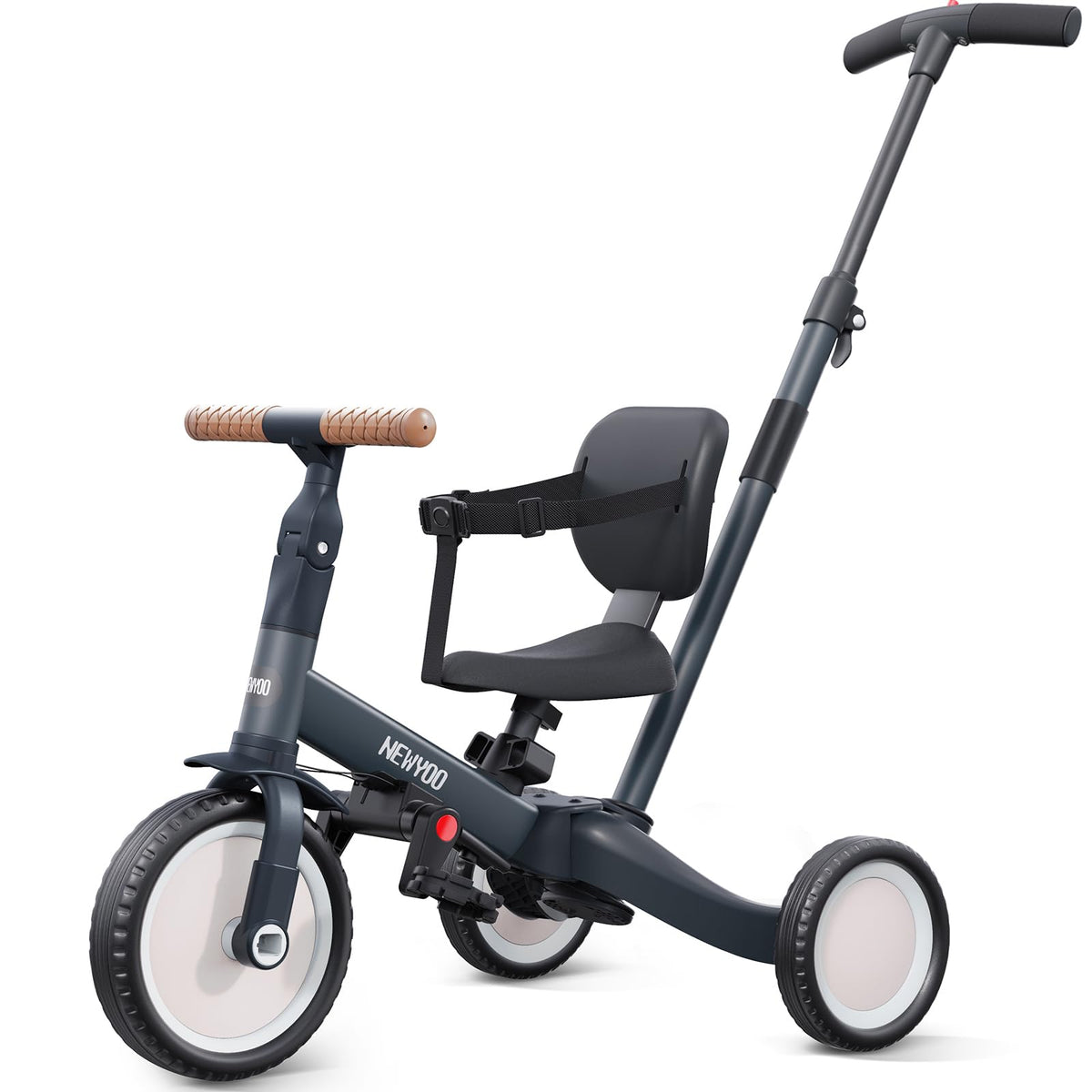 newyoo tricycle front view shows a sturdy frame for growing toddlers
