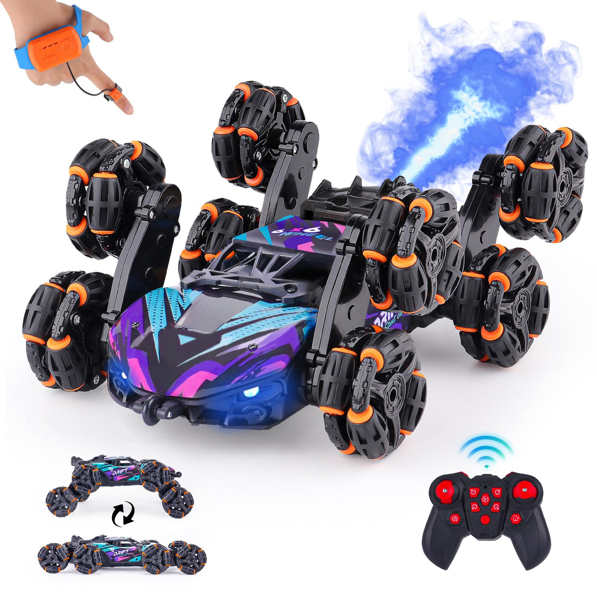 NEXBOX Cool 8 Wheels RC Car for dynamic indoor play and stunts