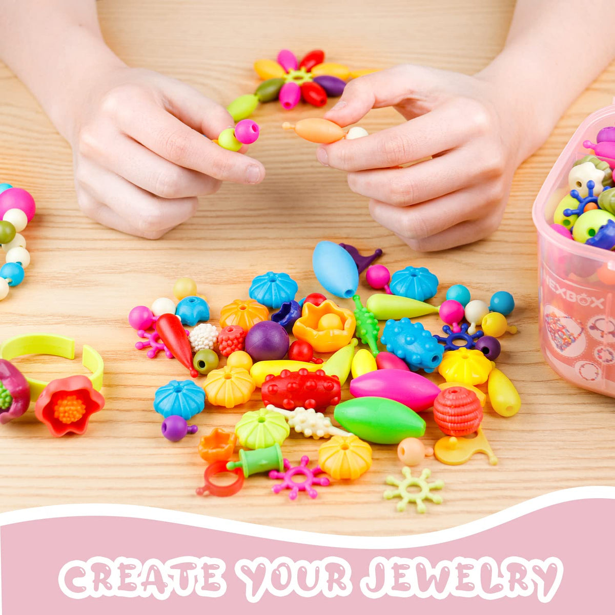 NEXBOX necklace-design scene for imaginative wearable art by young designers.
