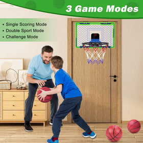 NEXBOX mini over-the-door hoop scoreboard tracks scores during play.