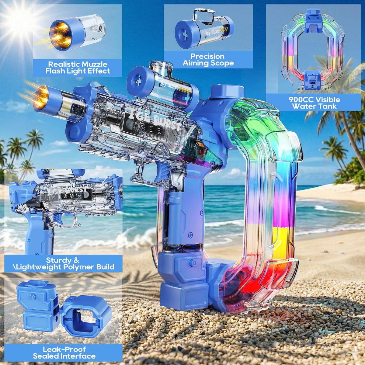 Nextjoy electric water gun emits muzzle flash for realistic, exciting battles.