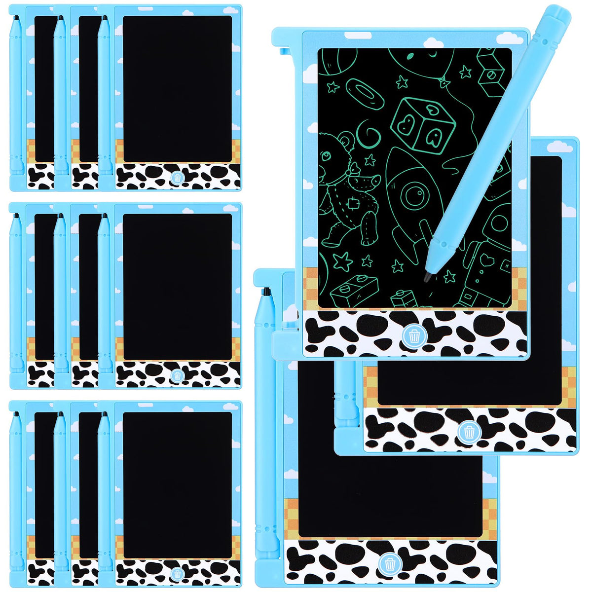 Nezyo 12-pack LCD writing tablets for kids, ideal party favors and classroom drawing.