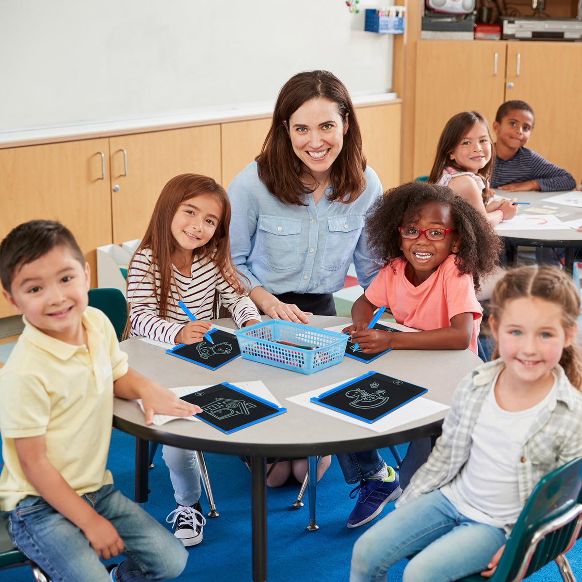 Nezyo blue bundle of compact tablets ideal for classrooms or family use.