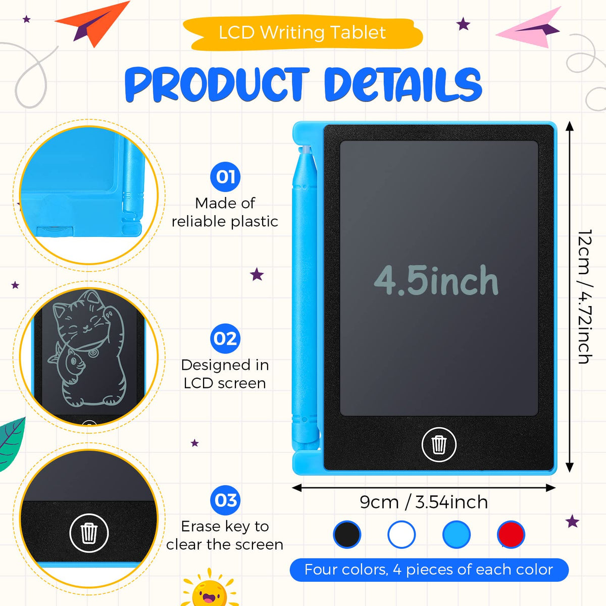 Nezyo colorful doodle board for kids—bright colors boost engagement during learning.