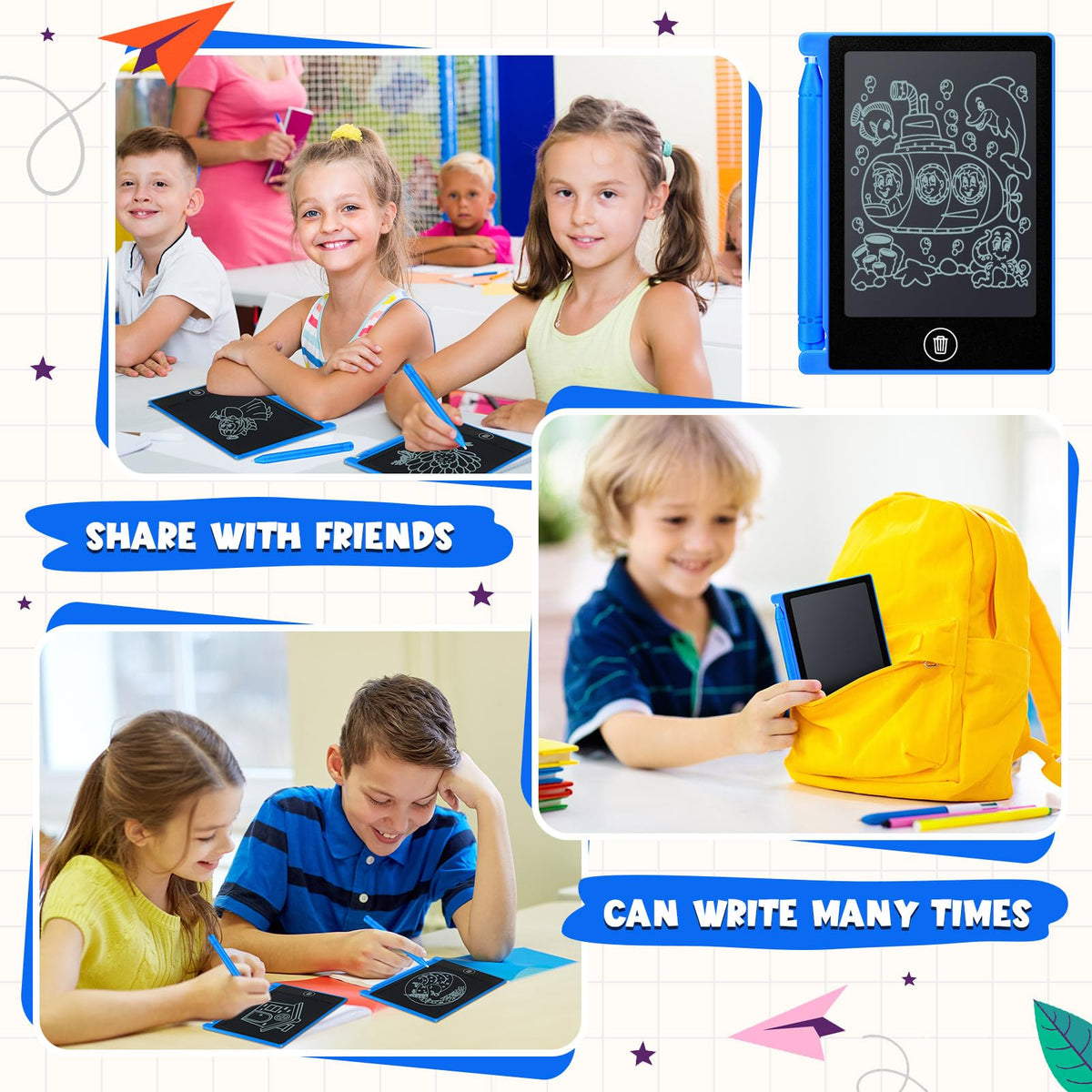Nezyo blue LCD tablet with reusable surface for endless practice.