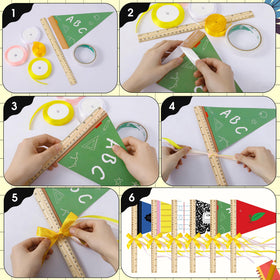 Vibrant NFAMRZCAR ribbons add color to pennants for celebrations