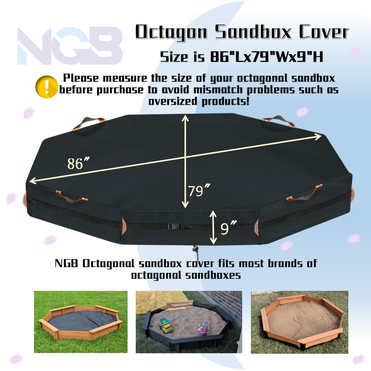 NGB sandbox cover with warning sign handles for easy carrying