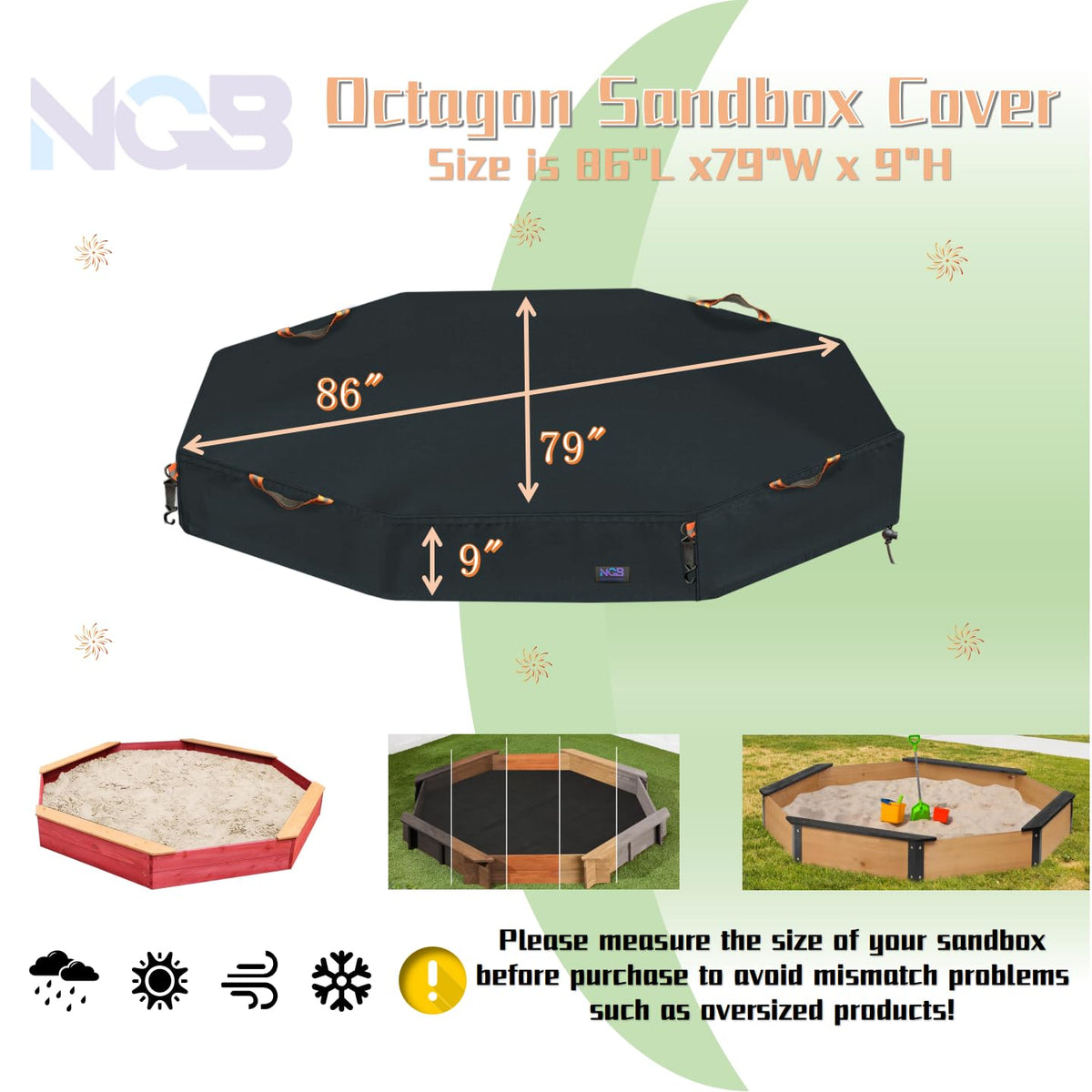 NGB sandbox cover showing reflective handles for safer nighttime use