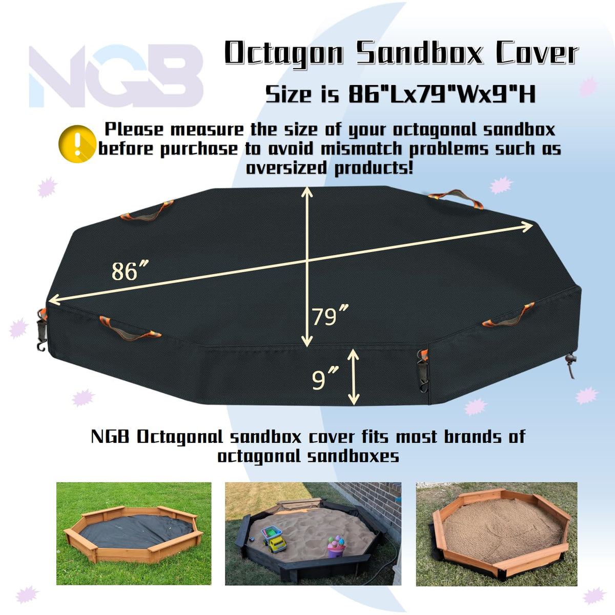NGB octagonal sandbox cover dustproof layer keeps sand clean and dry after rain.