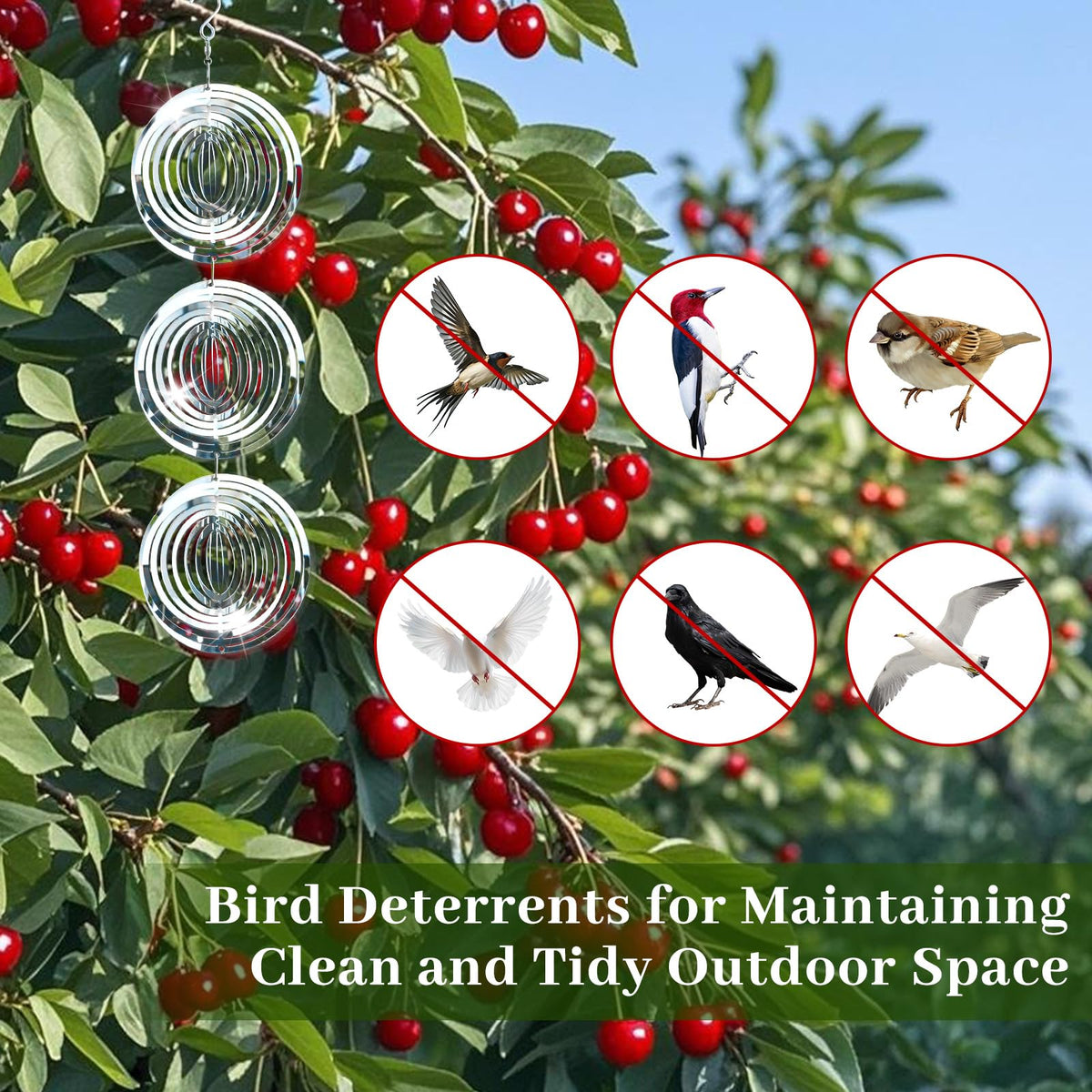 Ngdiluxury Bird Deterren 360-degree hook enables easy rotation in any breeze