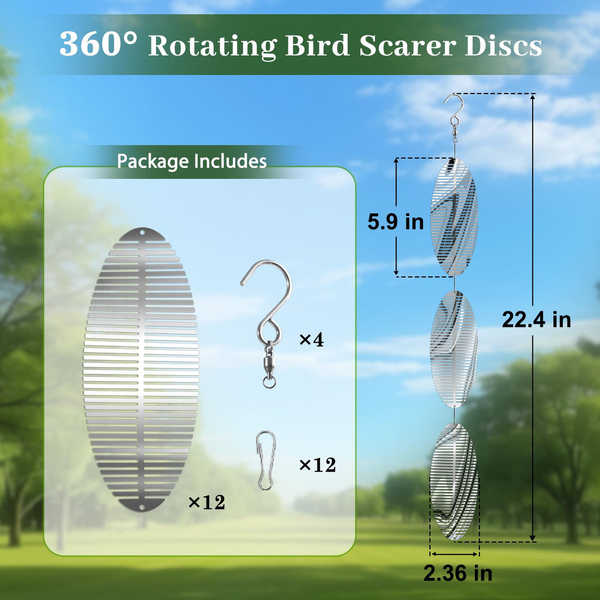 Ngdiluxury Bird Deterren 360-degree hook enables effortless rotation in windy conditions.