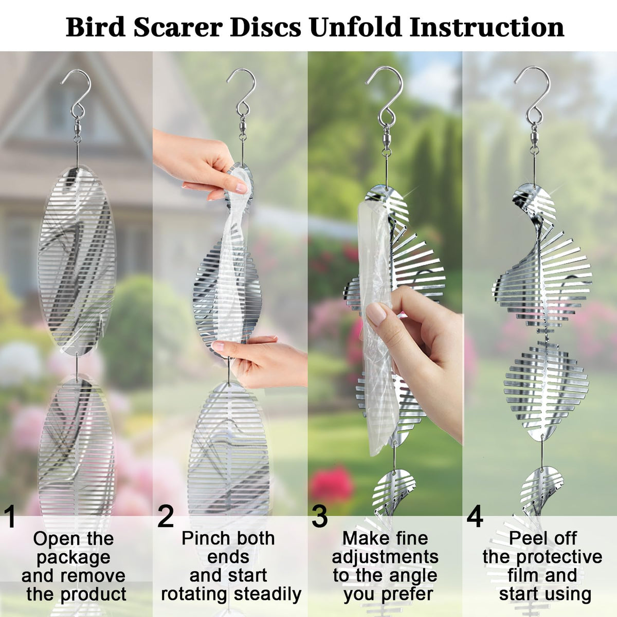 Ngdiluxury Bird Deterren set includes 12 discs and hooks for versatile setup.