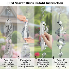 Ngdiluxury Bird Deterren set includes 12 discs and hooks for versatile setup.